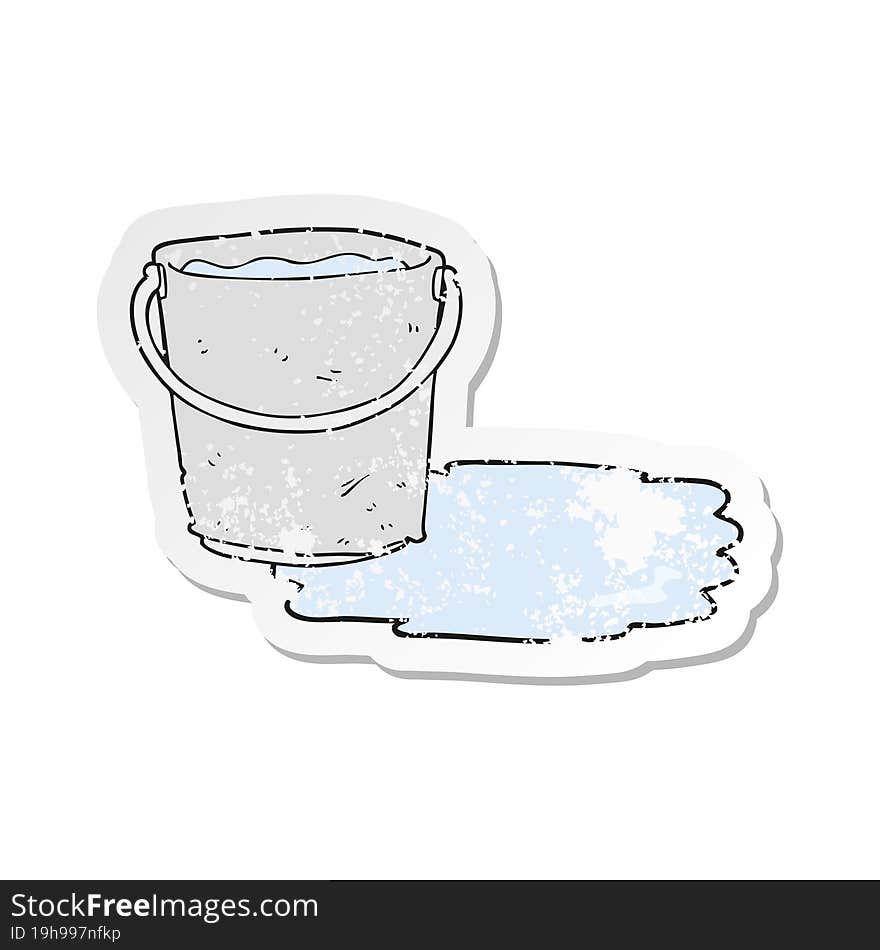 Retro Distressed Sticker Of A Cartoon Bucket Of Water