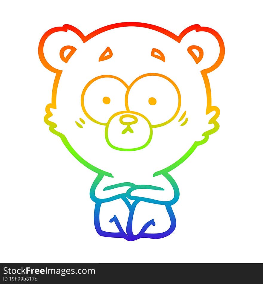 rainbow gradient line drawing surprised polar bear cartoon