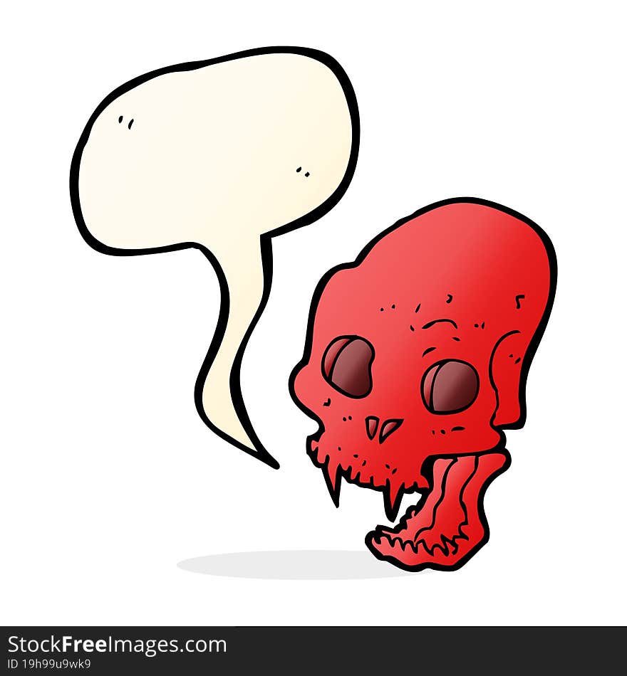 Cartoon Spooky Vampire Skull With Speech Bubble