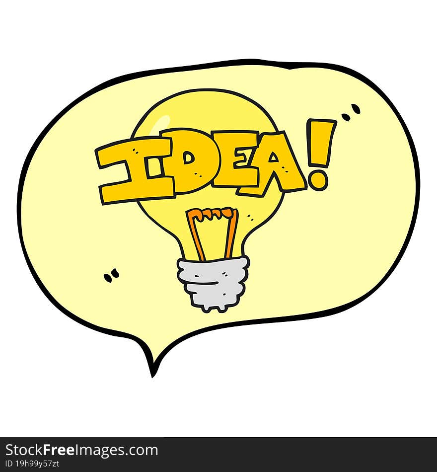 speech bubble cartoon idea light bulb symbol