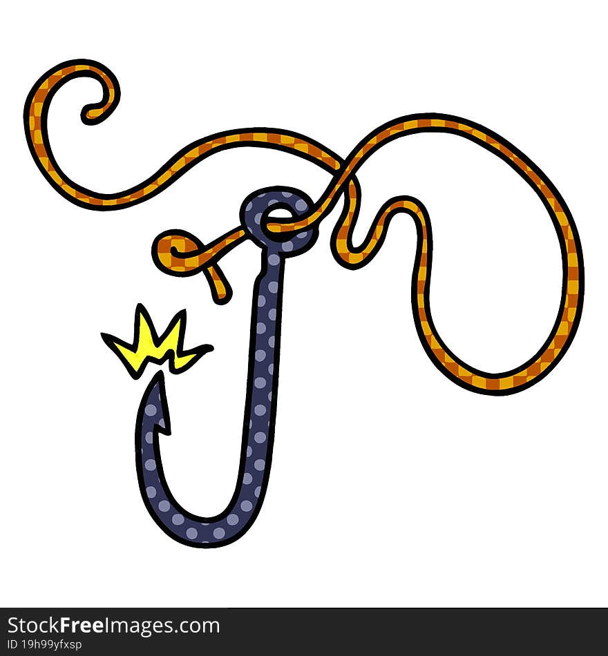 cartoon doodle of a sharp fishing hook