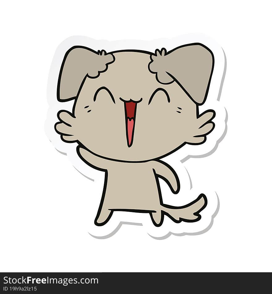 sticker of a waving little dog cartoon