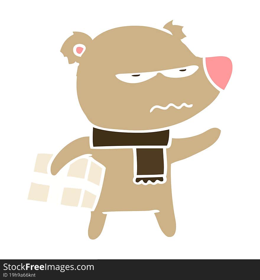 angry bear flat color style cartoon gift