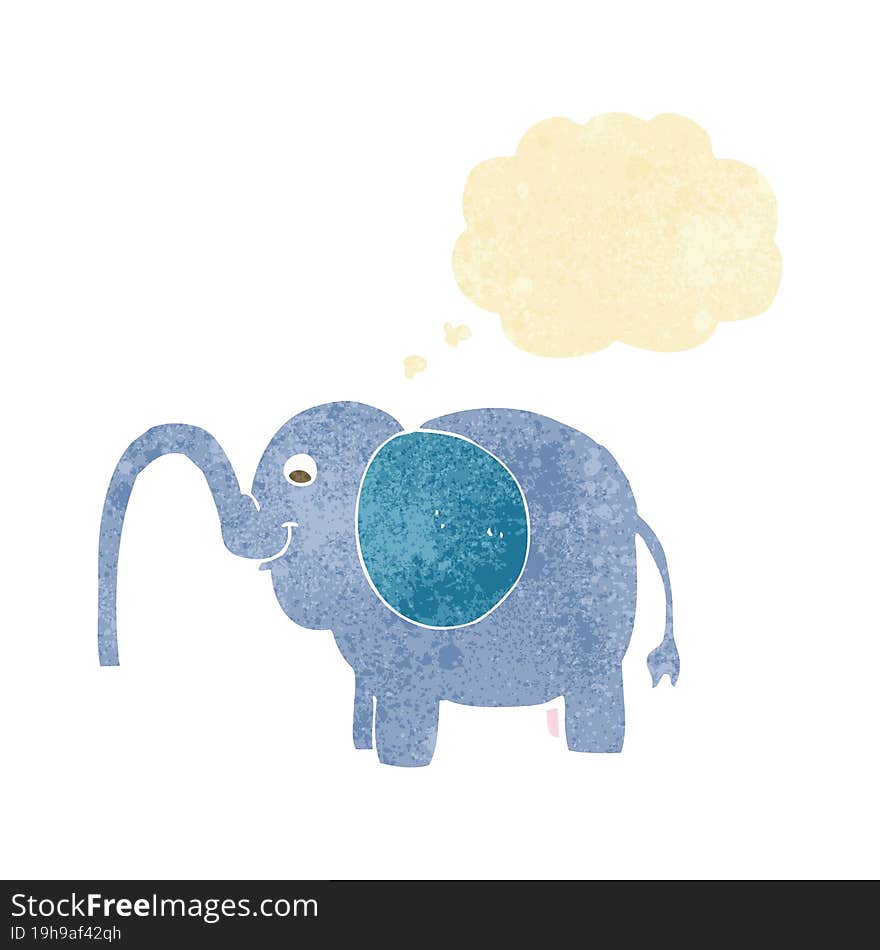 cartoon elephant squirting water with thought bubble