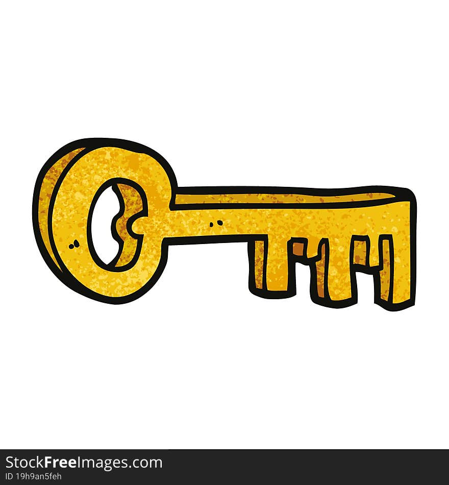 cartoon doodle gold key