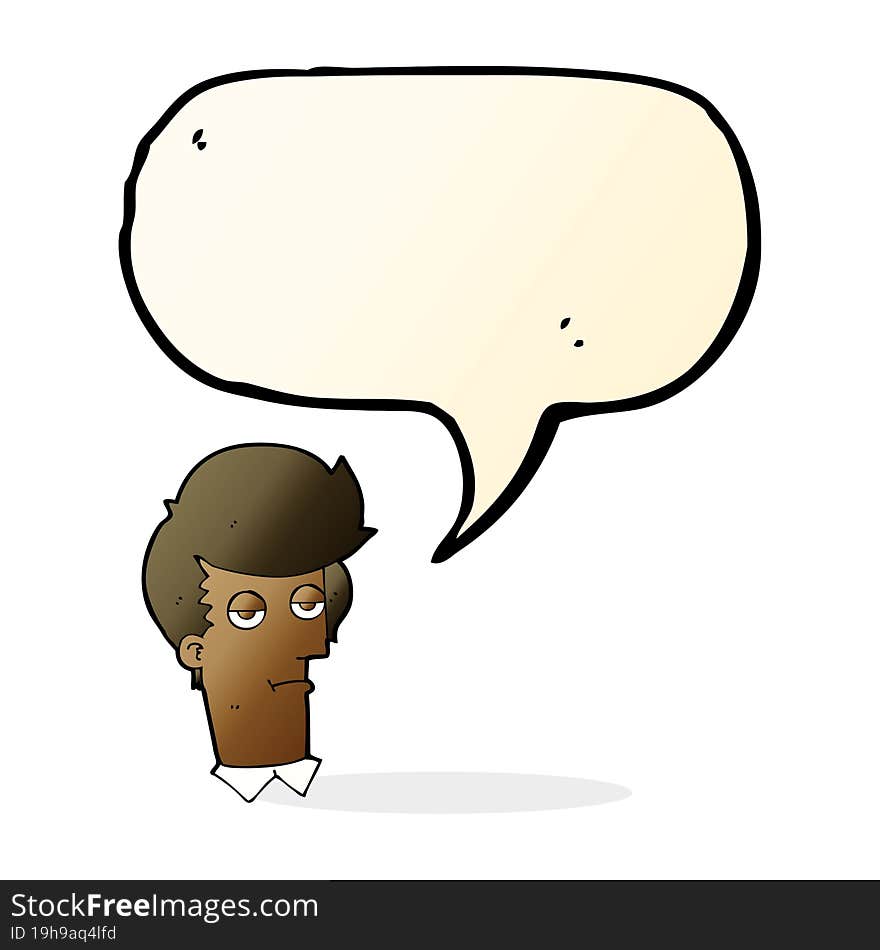 cartoon bored man with speech bubble