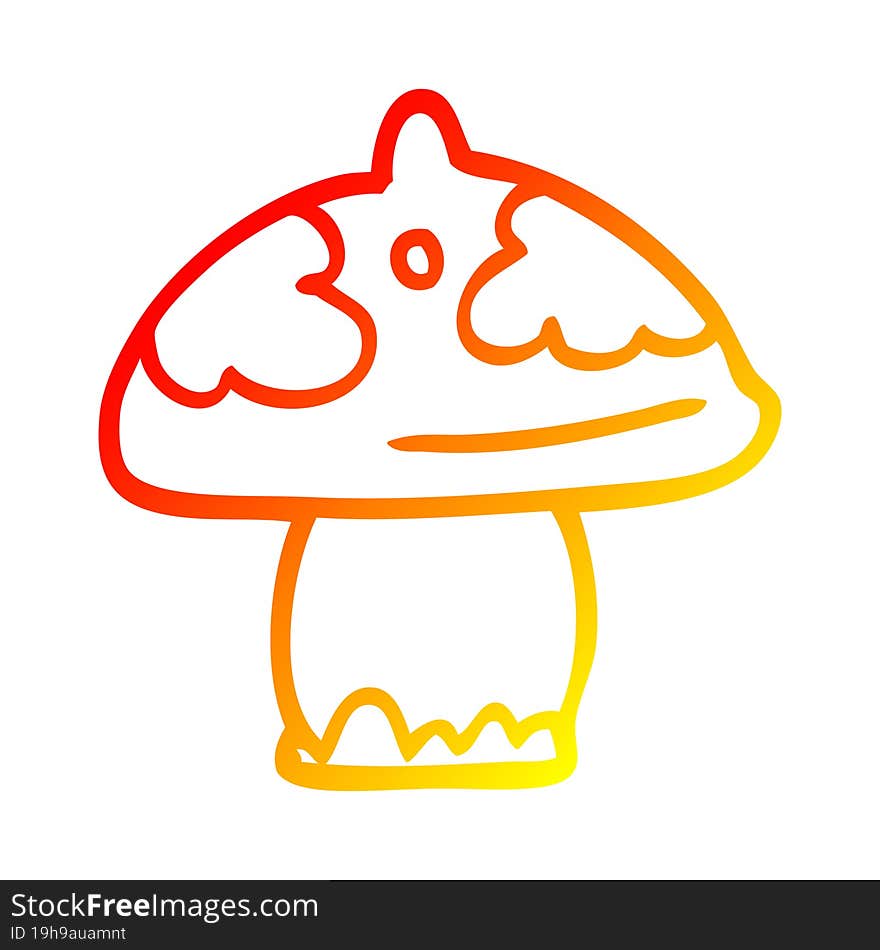 Warm Gradient Line Drawing Cartoon Mushroom