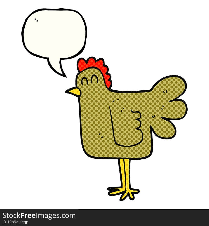 freehand drawn comic book speech bubble cartoon chicken