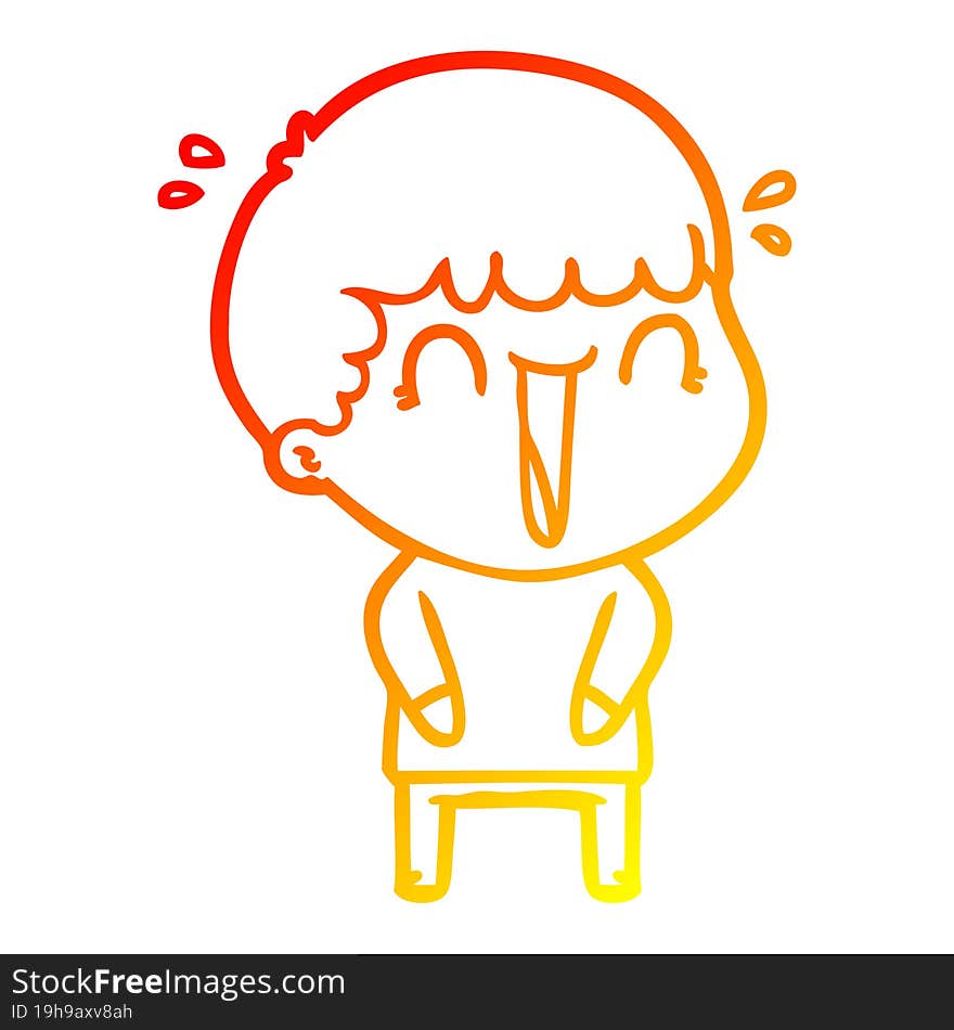 warm gradient line drawing of a laughing cartoon man