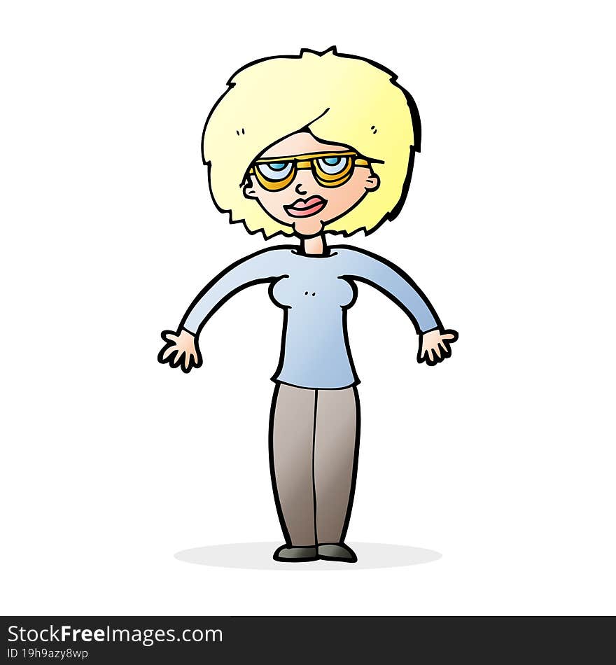 Cartoon Woman Shrugging Shoulders