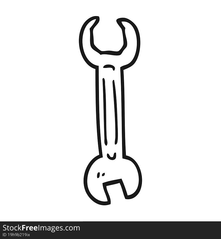 Black And White Cartoon Spanner