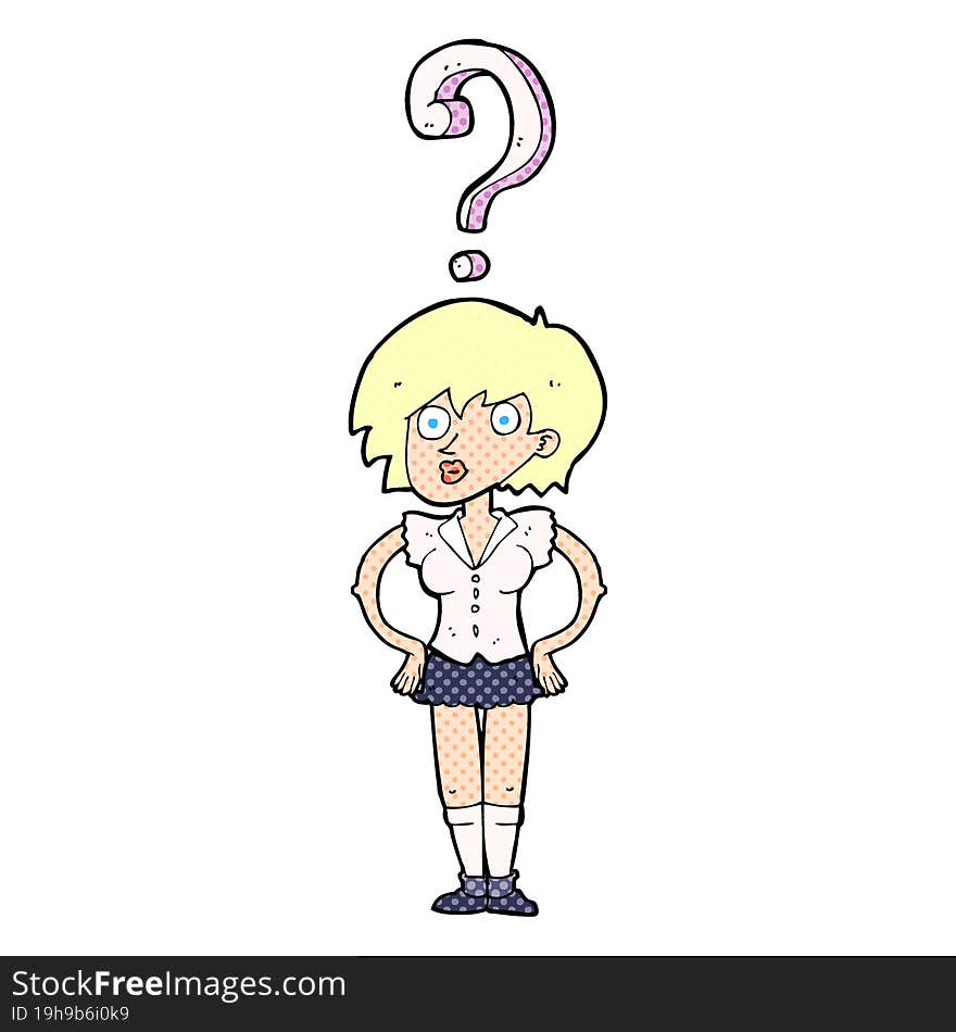 cartoon confused woman