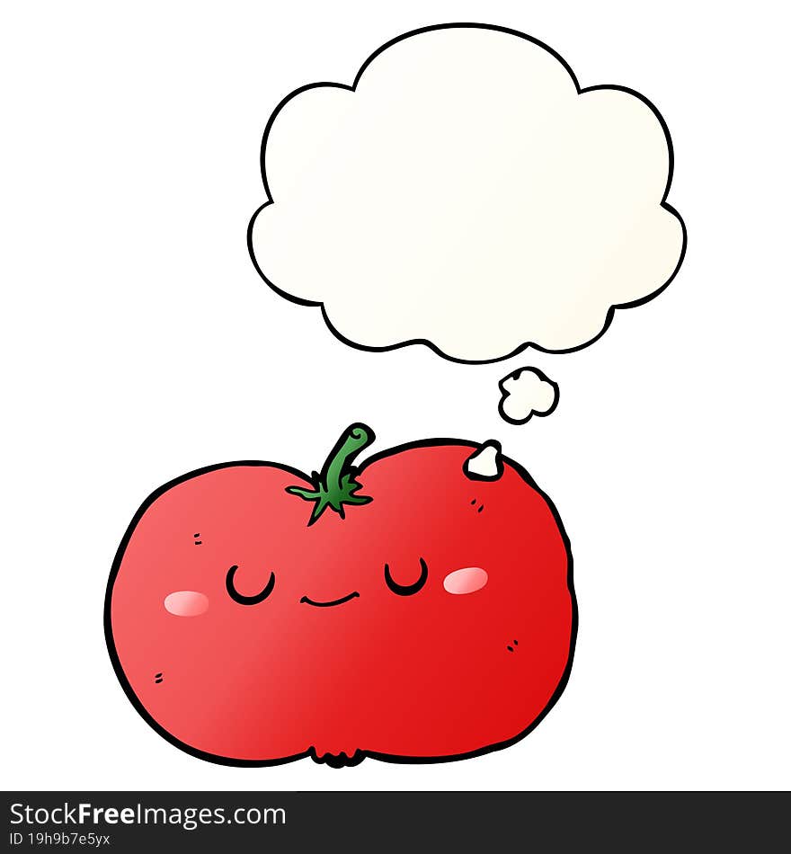 cartoon apple and thought bubble in smooth gradient style