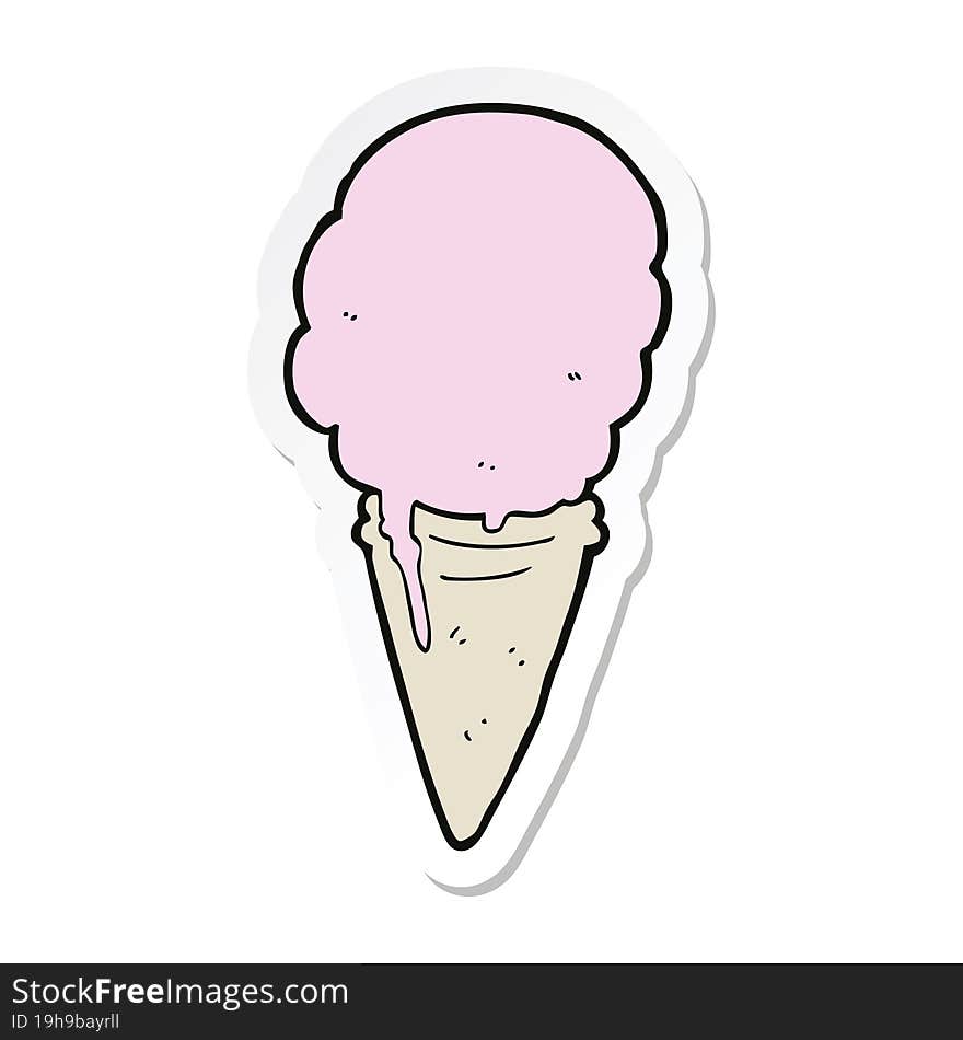 sticker of a cartoon ice cream