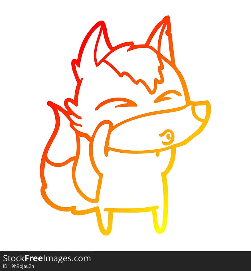 warm gradient line drawing cartoon wolf whistling