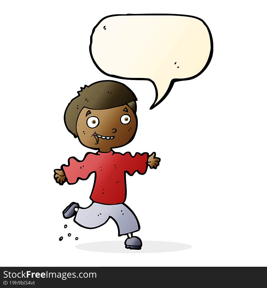 cartoon excited boy with speech bubble