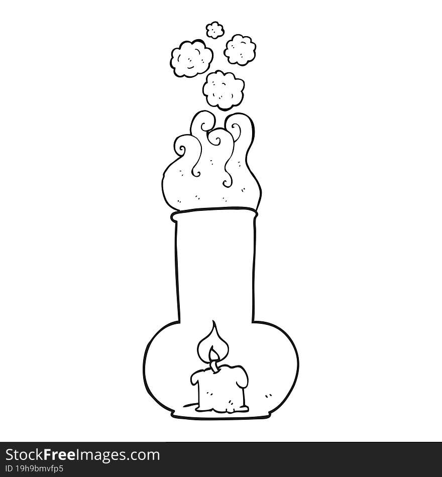 black and white cartoon old glass lamp and candle