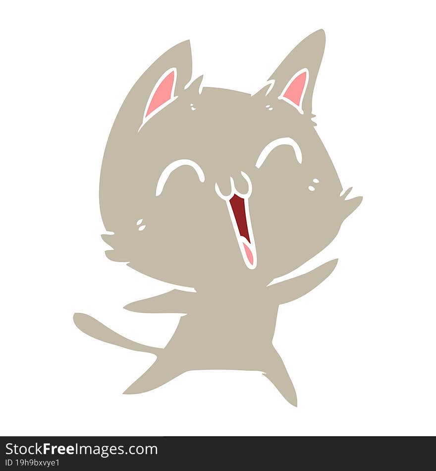 happy flat color style cartoon cat