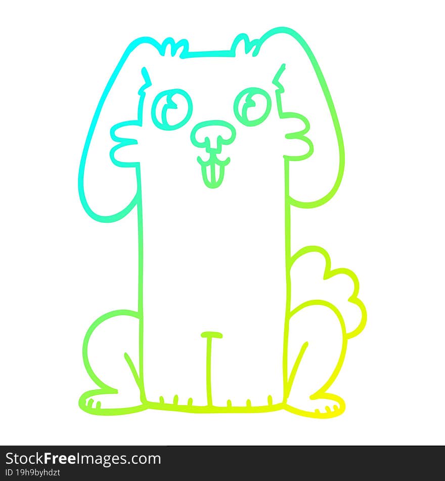 cold gradient line drawing of a cartoon cute bunny