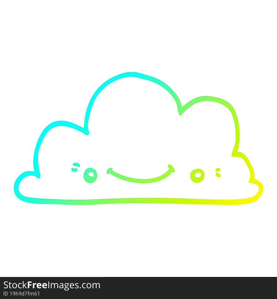 cold gradient line drawing cute cartoon cloud