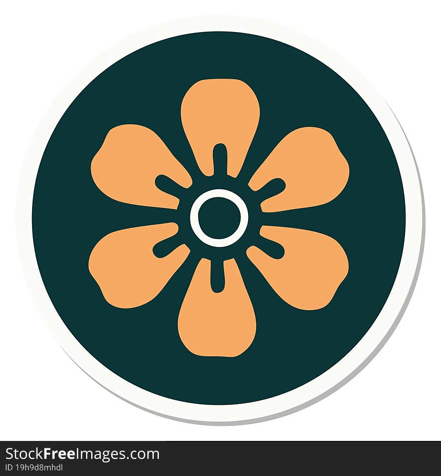 sticker of tattoo in traditional style of a flower. sticker of tattoo in traditional style of a flower