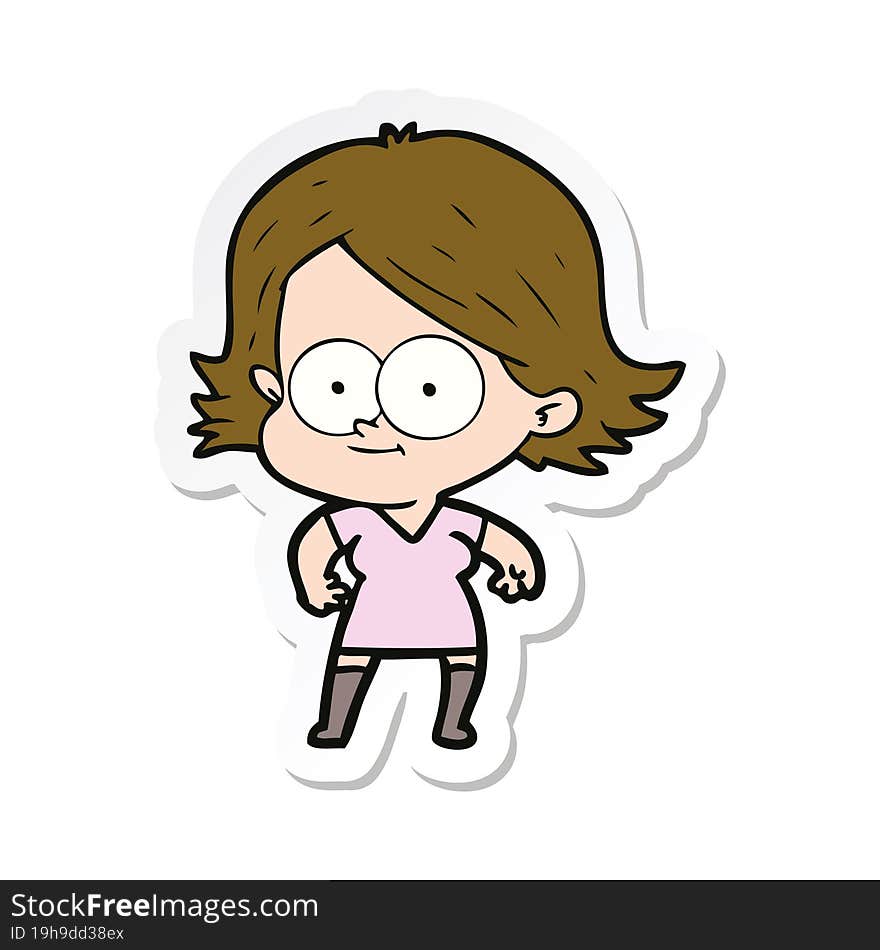 sticker of a happy cartoon girl