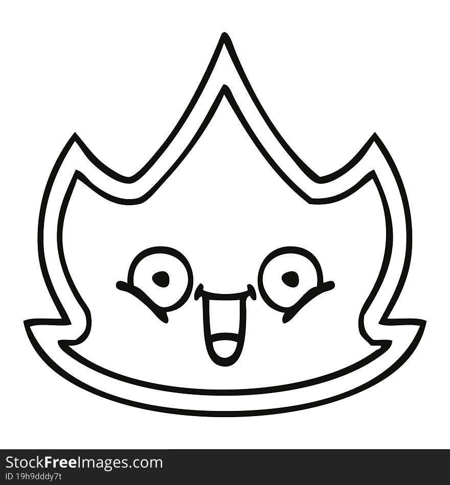 line drawing cartoon of a happy fire