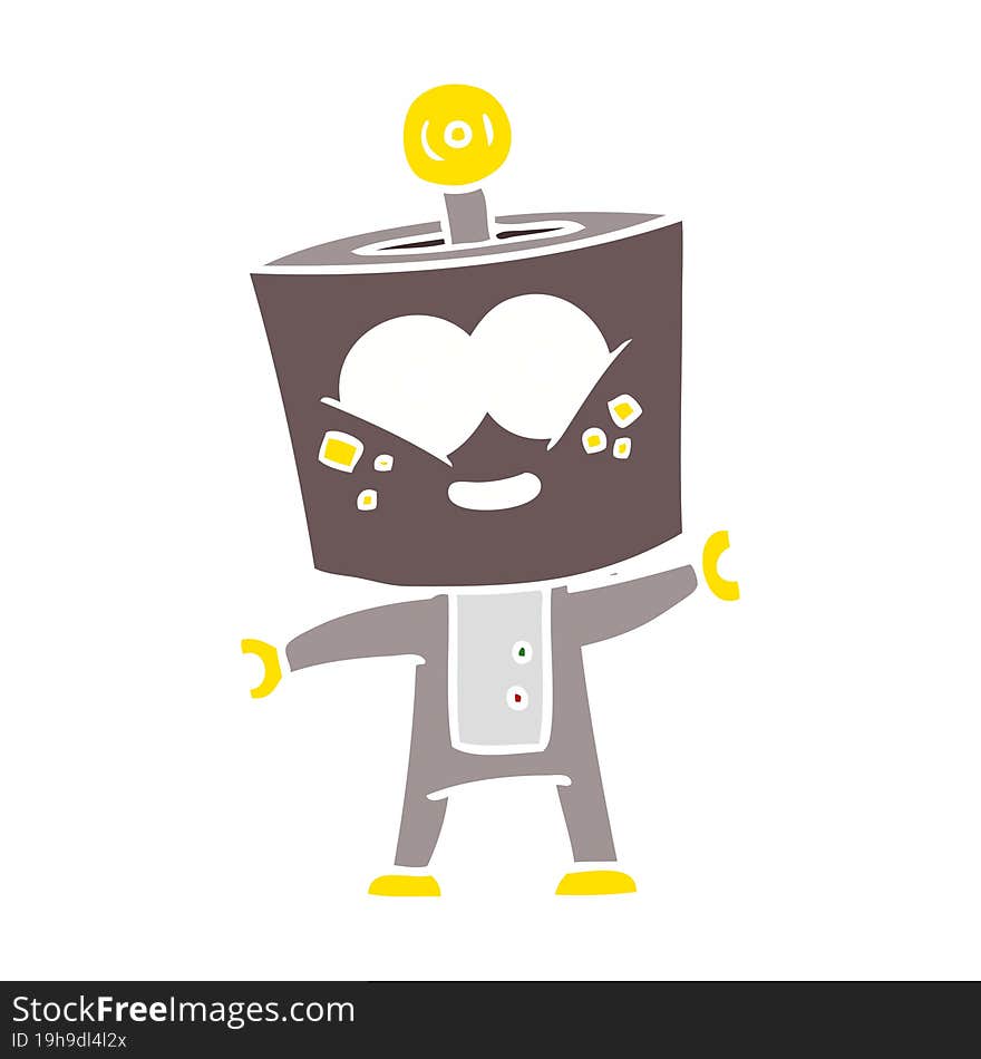 happy flat color style cartoon robot