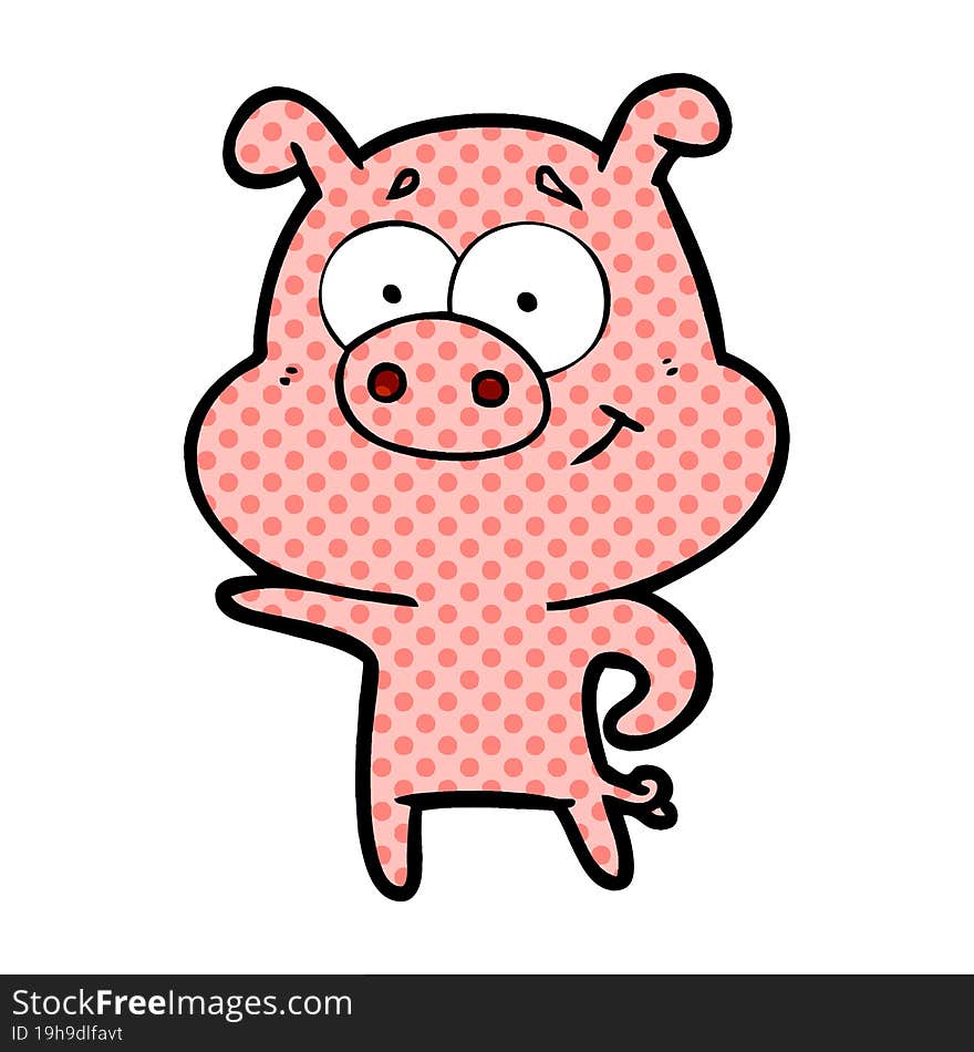 cartoon pig pointing. cartoon pig pointing