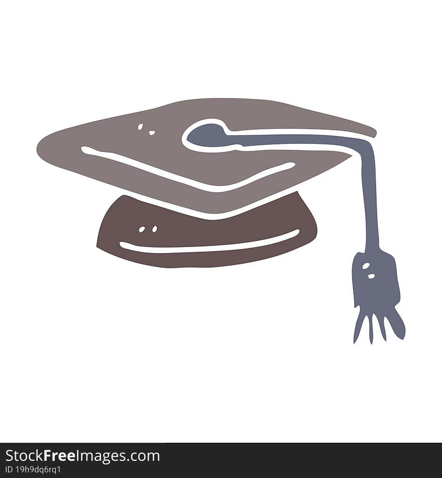 flat color illustration cartoon graduation hat