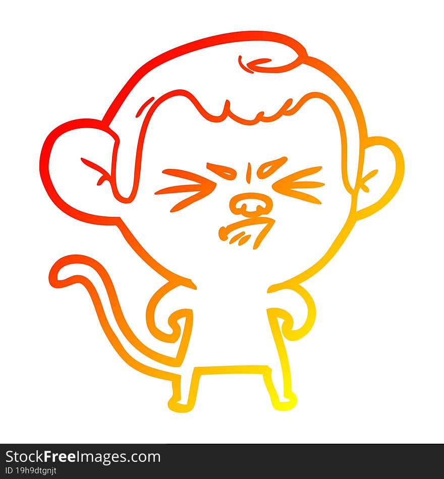 warm gradient line drawing cartoon annoyed monkey