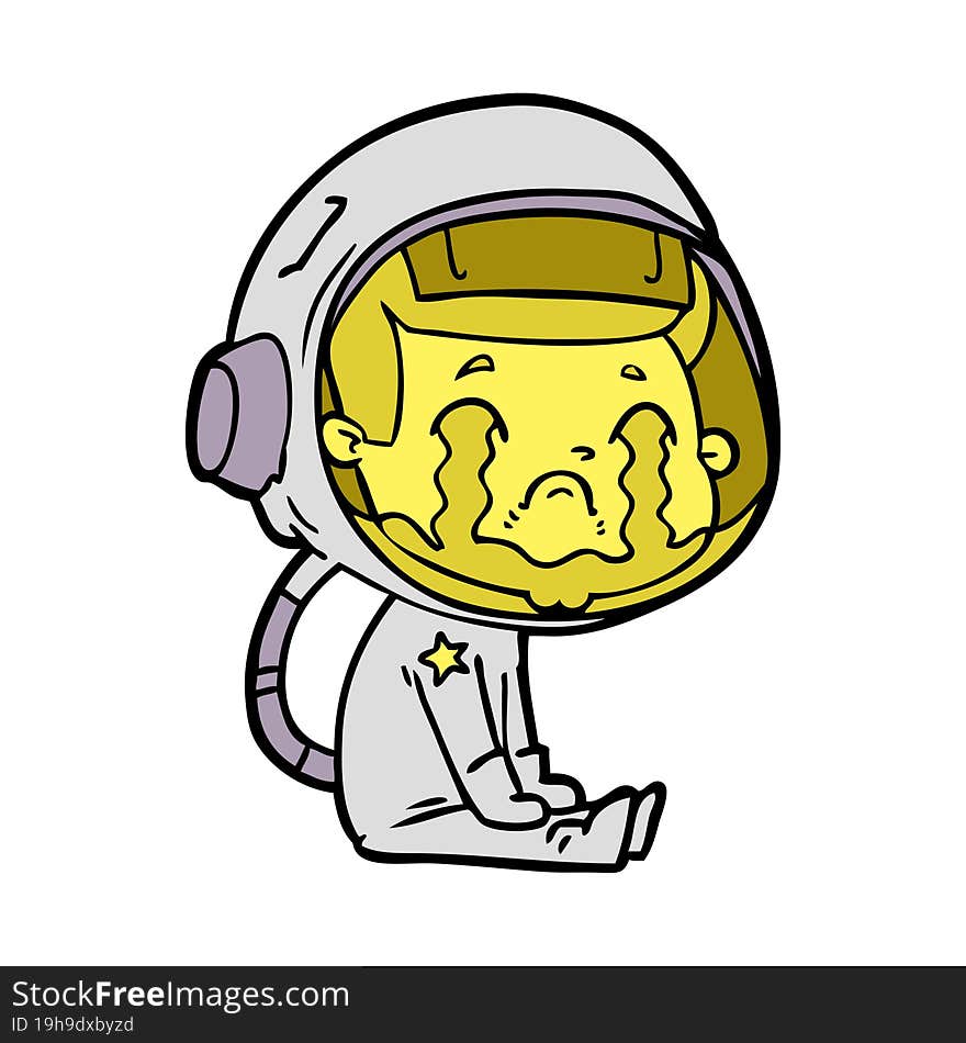 cartoon crying astronaut. cartoon crying astronaut