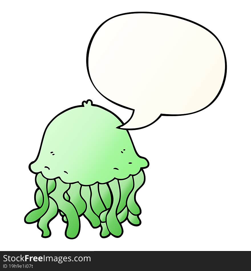 cartoon jellyfish and speech bubble in smooth gradient style