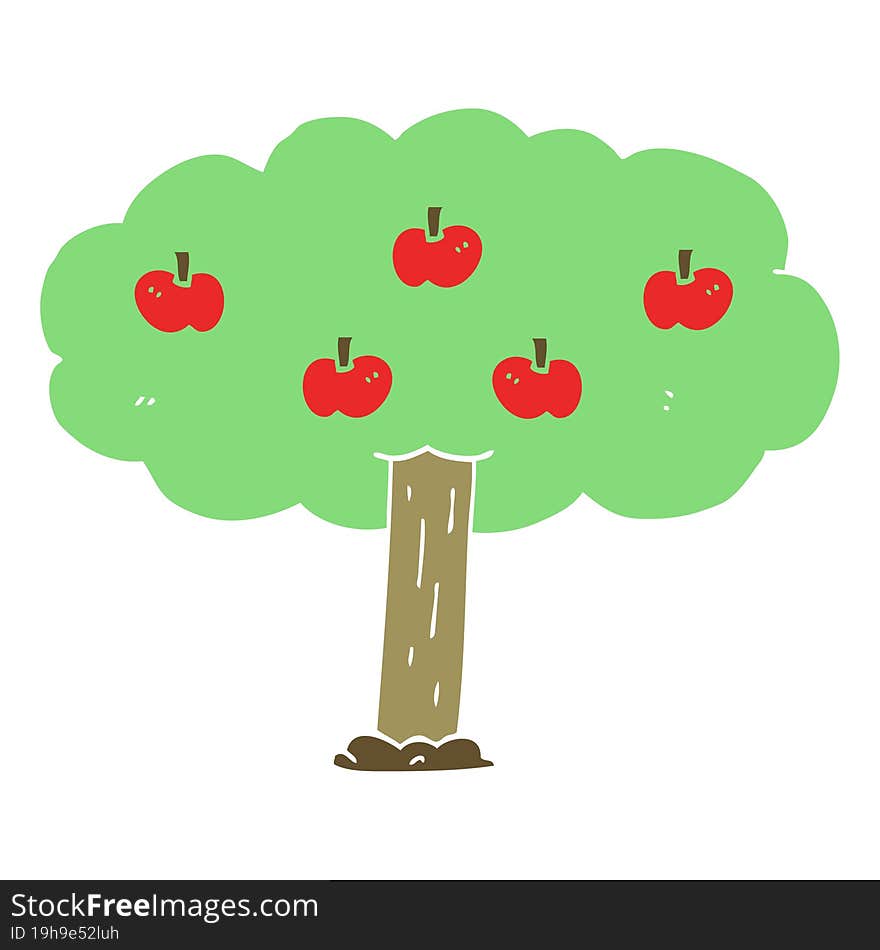 flat color style cartoon apple tree