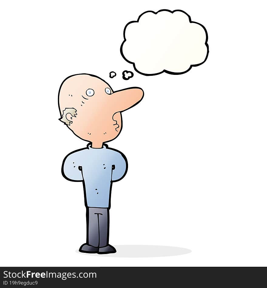 Cartoon Balding Man With Thought Bubble