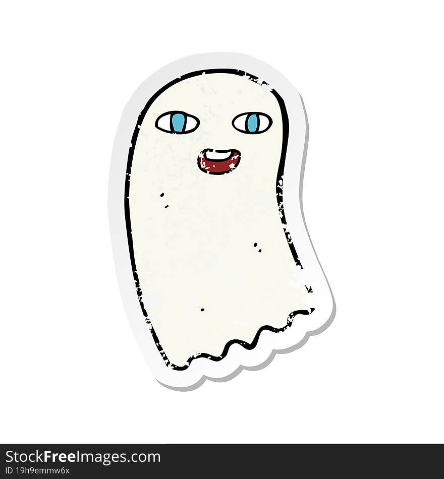 retro distressed sticker of a funny cartoon ghost