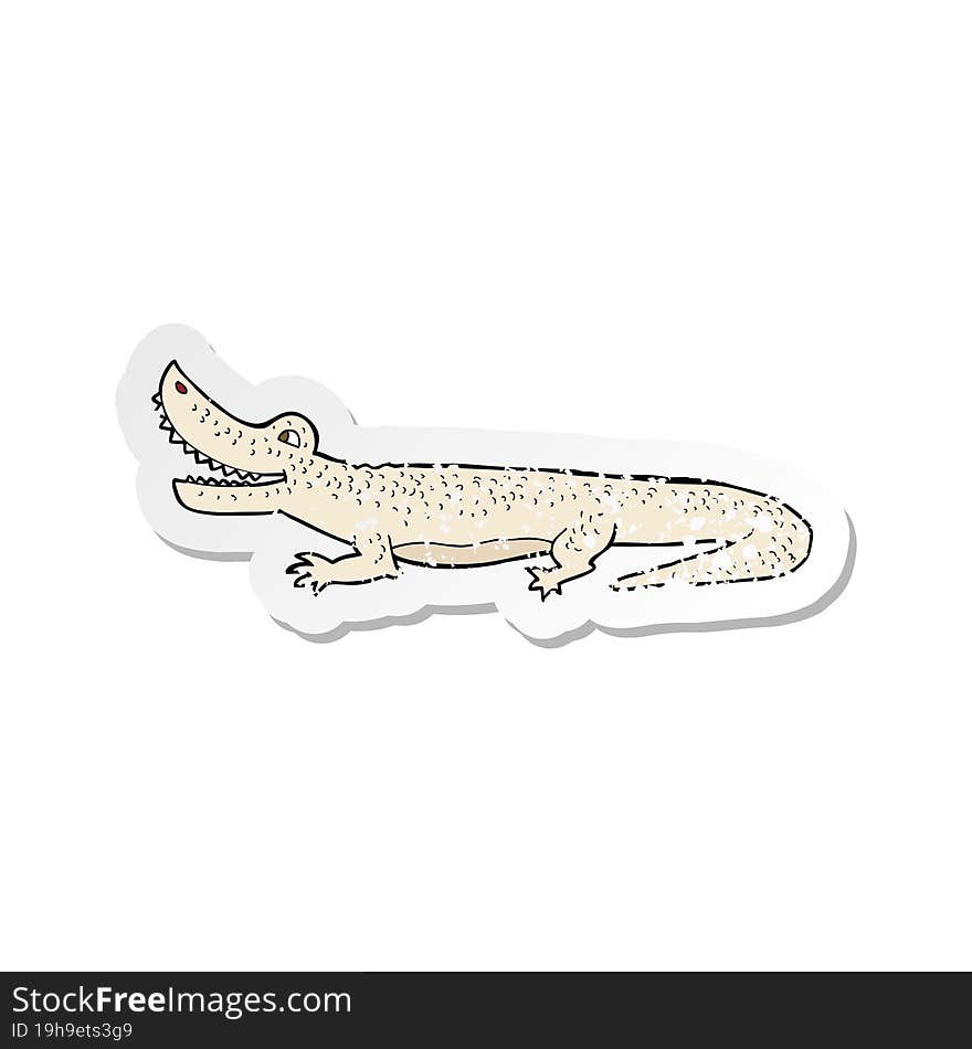 Retro Distressed Sticker Of A Cartoon Happy Crocodile