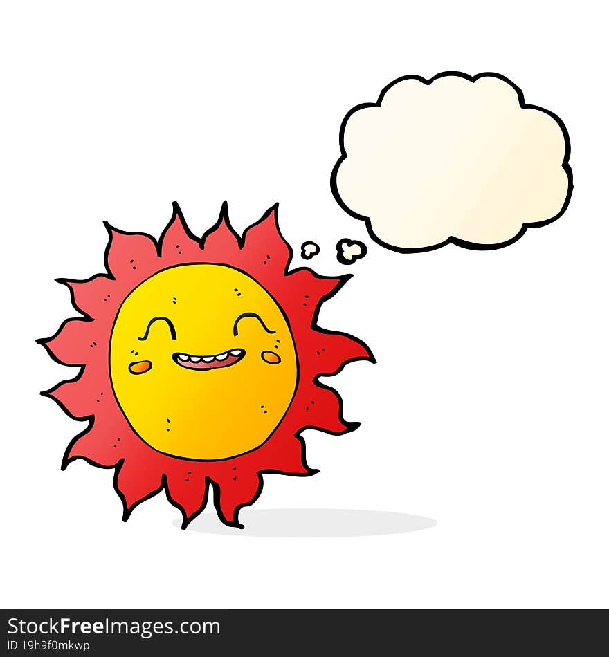 cartoon happy sun with thought bubble