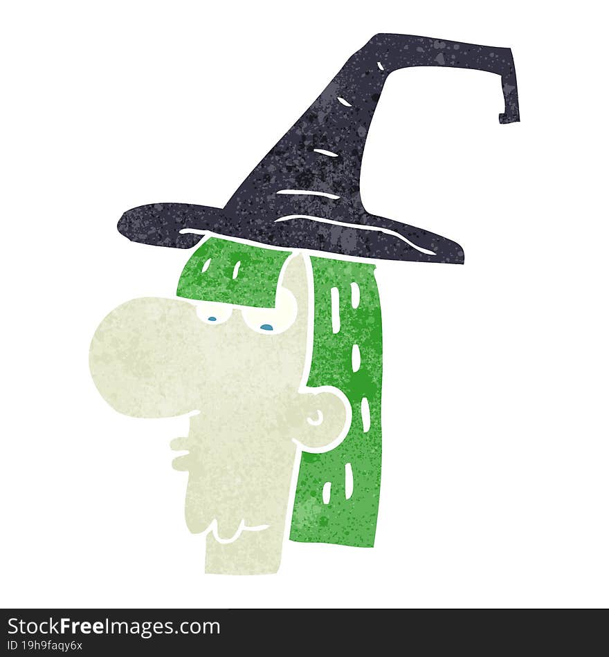 retro cartoon witch head