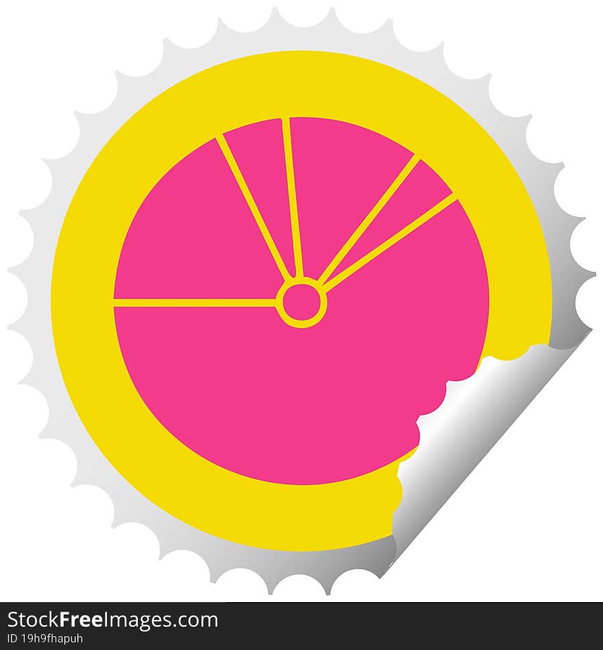 circular peeling sticker cartoon of a pie chart