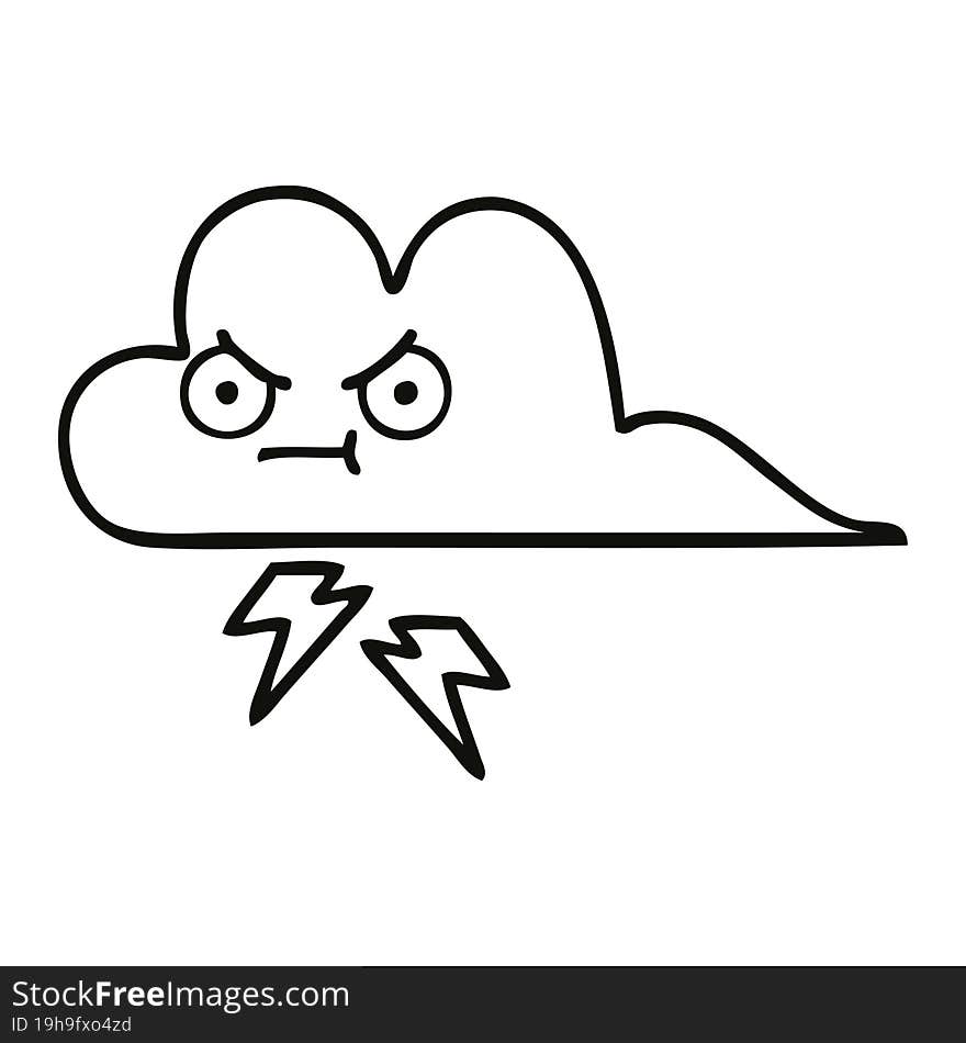 line drawing cartoon of a storm cloud