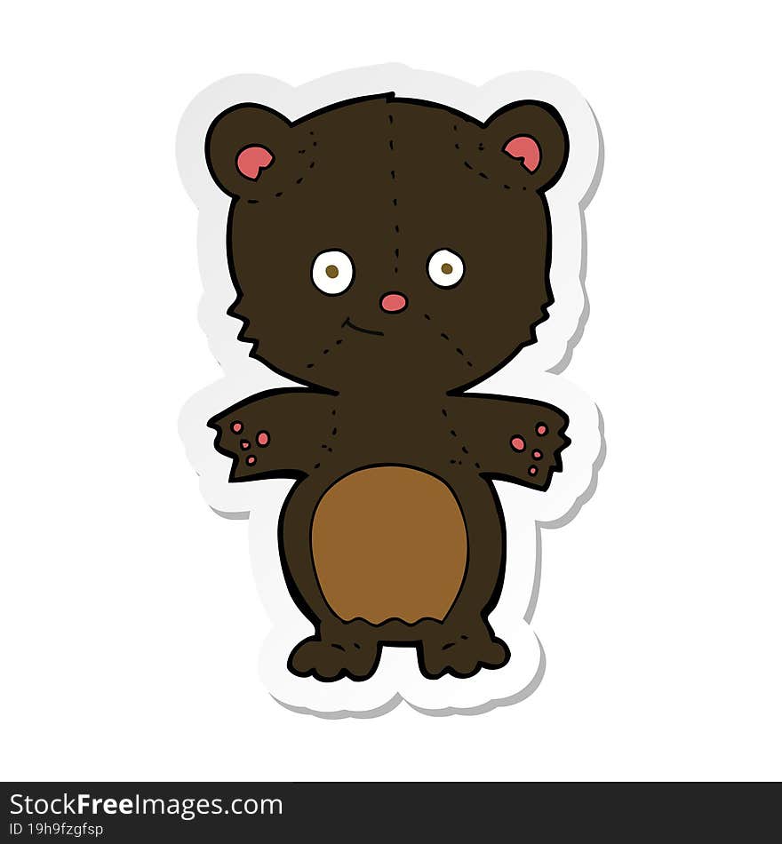 sticker of a cartoon black bear cub