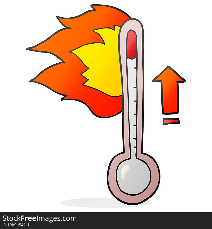 freehand drawn cartoon rising temperature