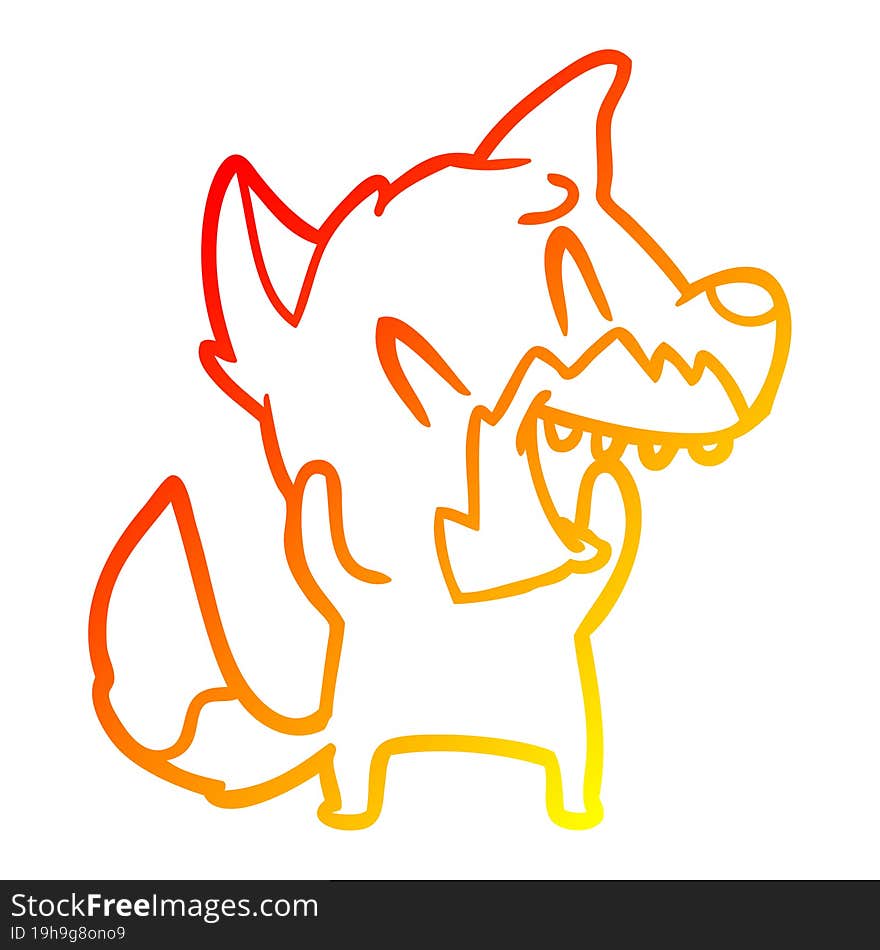 warm gradient line drawing laughing fox cartoon