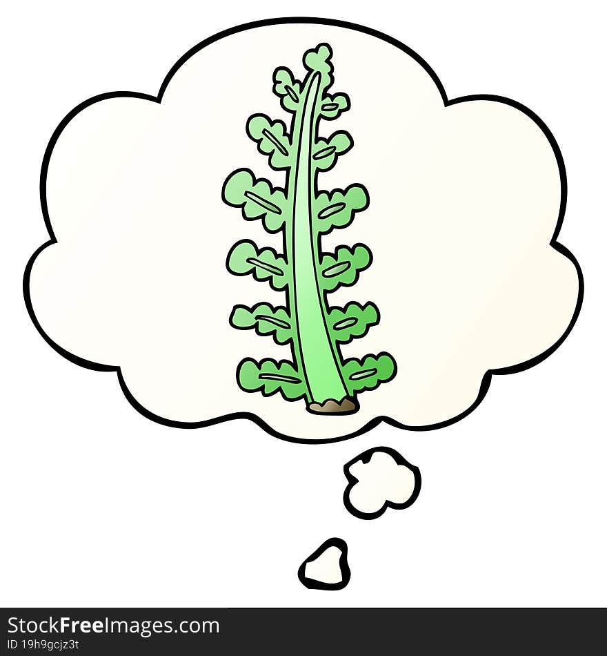 cartoon plant and thought bubble in smooth gradient style