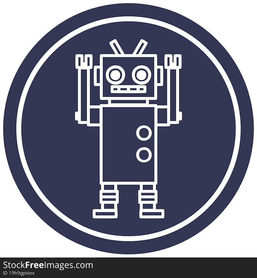 dancing robot circular icon