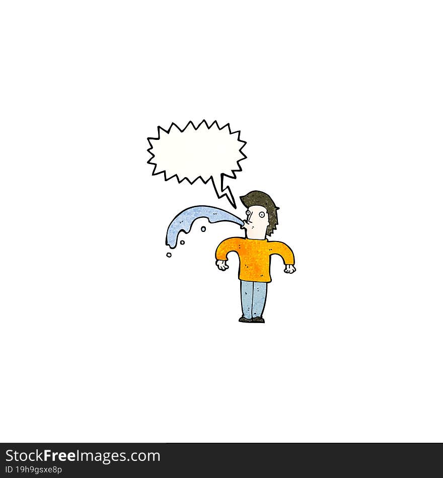 cartoon man spitting water out in surprise