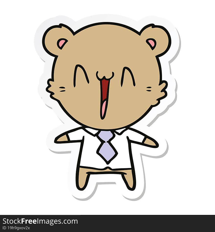 Sticker Of A Happy Bear Cartoon