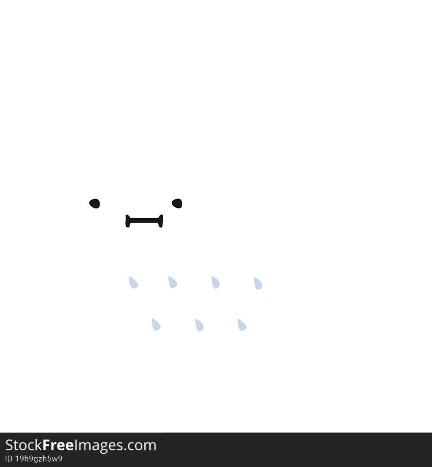 flat color retro cartoon rain cloud