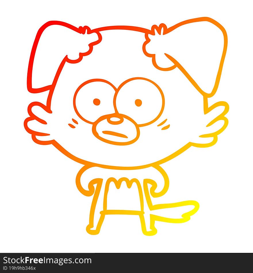 warm gradient line drawing nervous dog cartoon